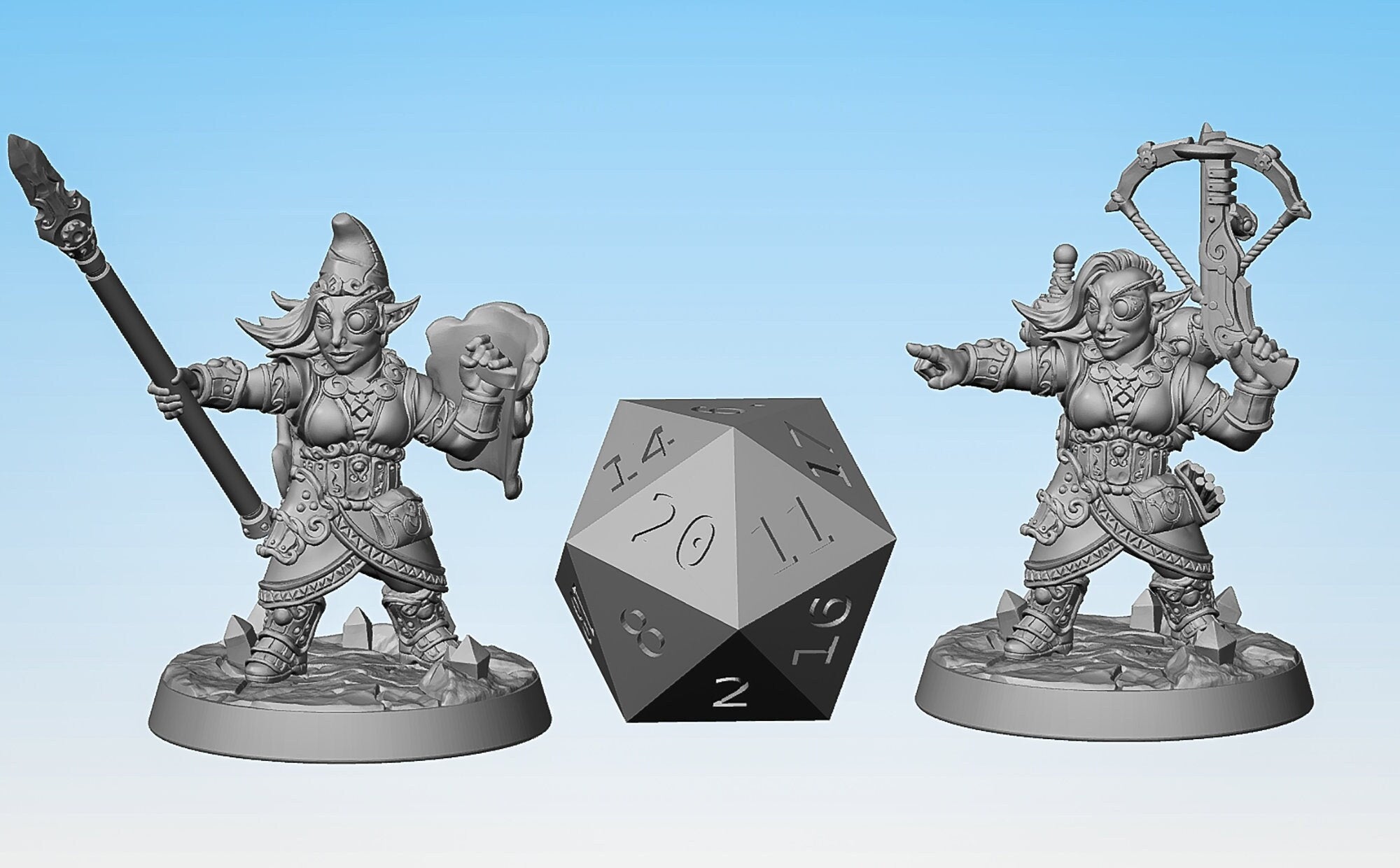 GNOME (f) "Golemmar Gnome E" (2 Versions) | Dungeons and Dragons | DnD | Pathfinder | Tabletop | RPG | Hero Size | 28 mm-Role Playing Miniatures