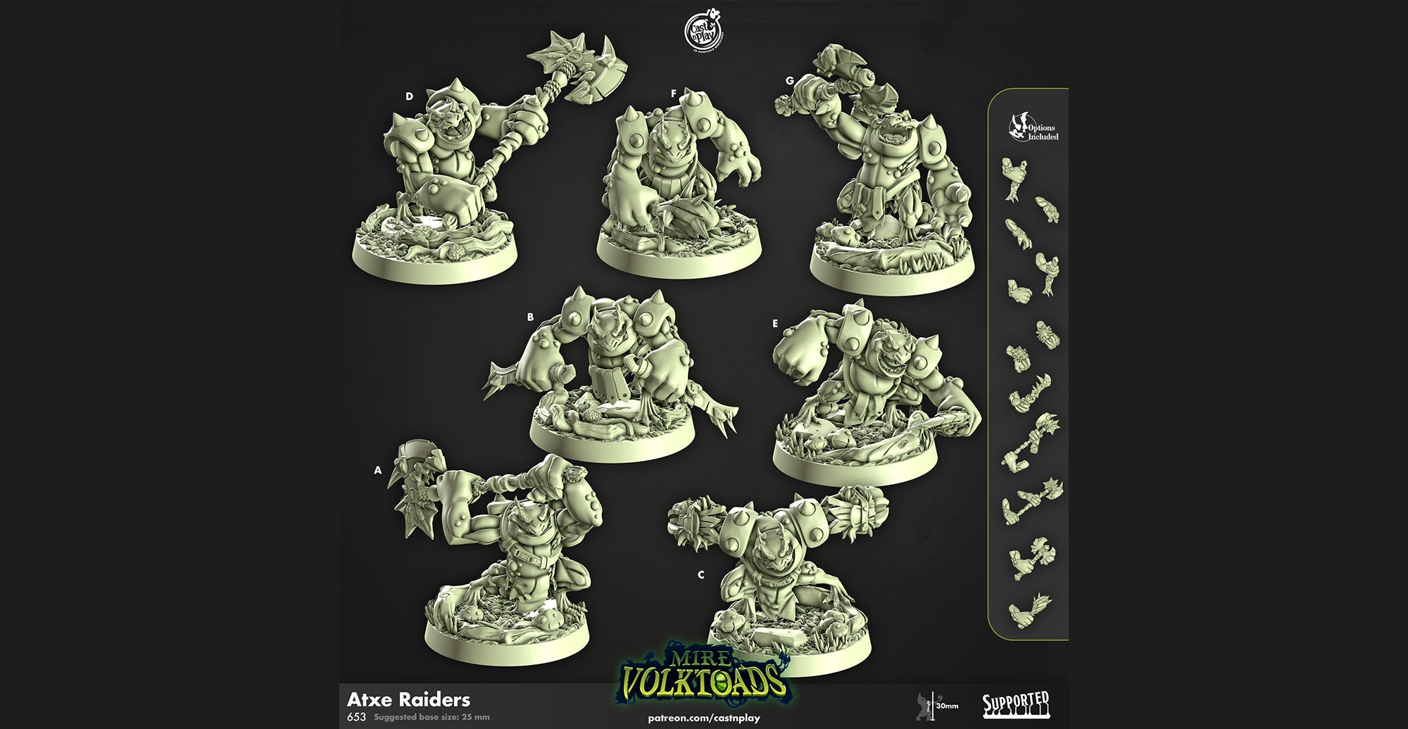 SLAAD "Axte Raiders" 7 Versions | Dungeons and Dragons | DnD | Pathfinder | Tabletop | RPG | ttrpg | Wargaming | Warhammer | 28-32 mm-Role Playing Miniatures