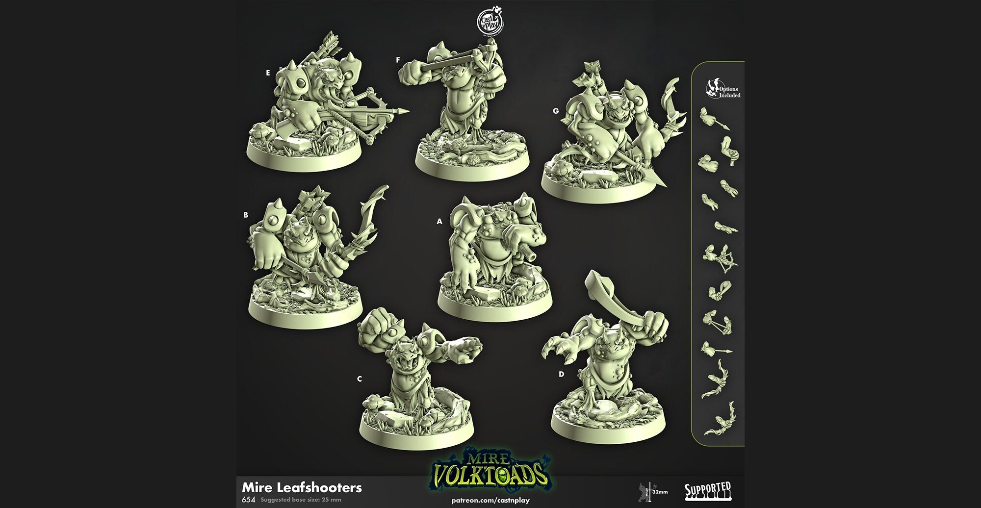 SLAAD "Mire Leafshooters" 7 Versions | Dungeons and Dragons | DnD | Pathfinder | Tabletop | RPG | ttrpg | Wargaming | Warhammer | 28-32 mm-Role Playing Miniatures