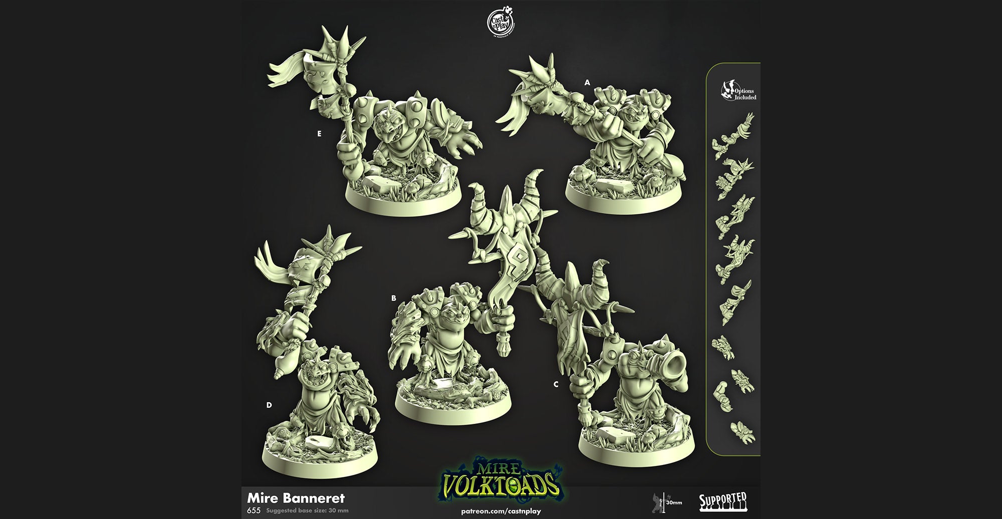 SLAAD "Mire Banneret" 5 Versions | Dungeons and Dragons | DnD | Pathfinder | Tabletop | RPG | ttrpg | Wargaming | Warhammer | 28-32 mm-Role Playing Miniatures