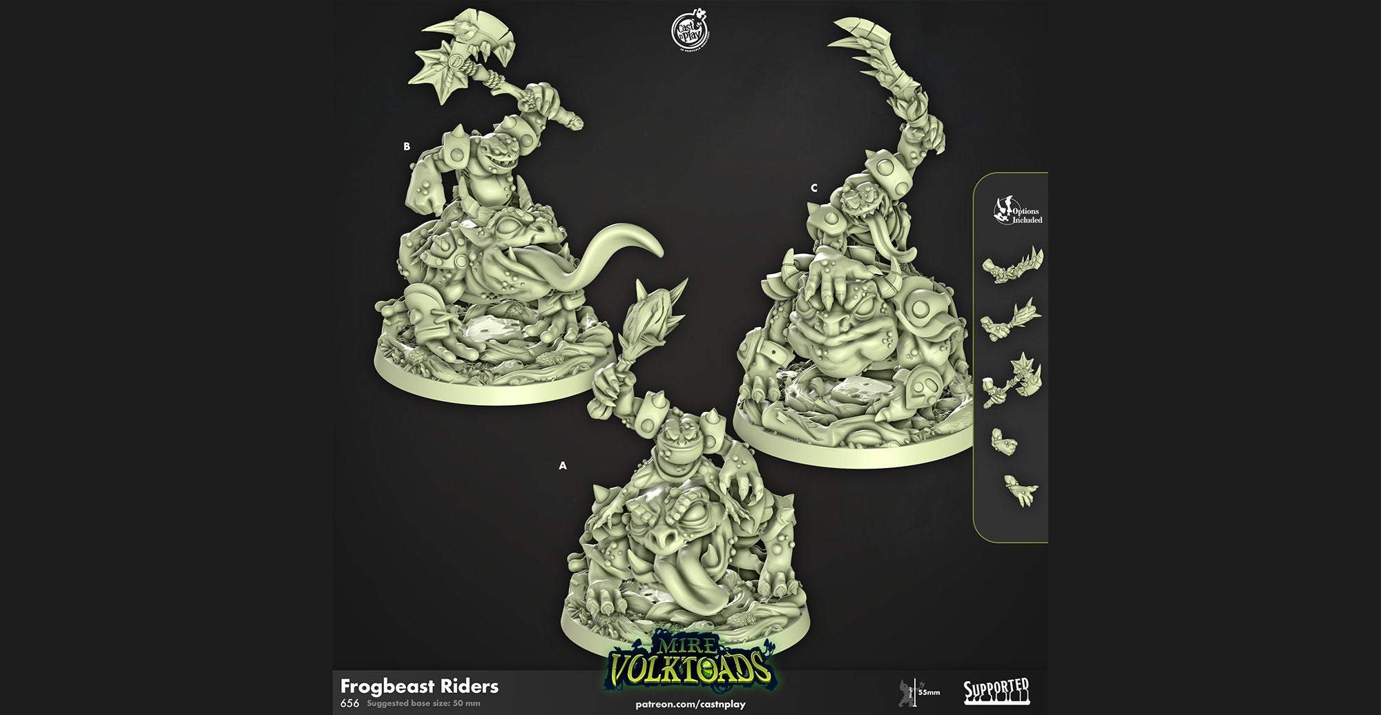 SLAAD "Frogbeast Riders" 3 Versions | Dungeons and Dragons | DnD | Pathfinder | Tabletop | RPG | ttrpg | Wargaming | Warhammer | 28-32 mm-Role Playing Miniatures