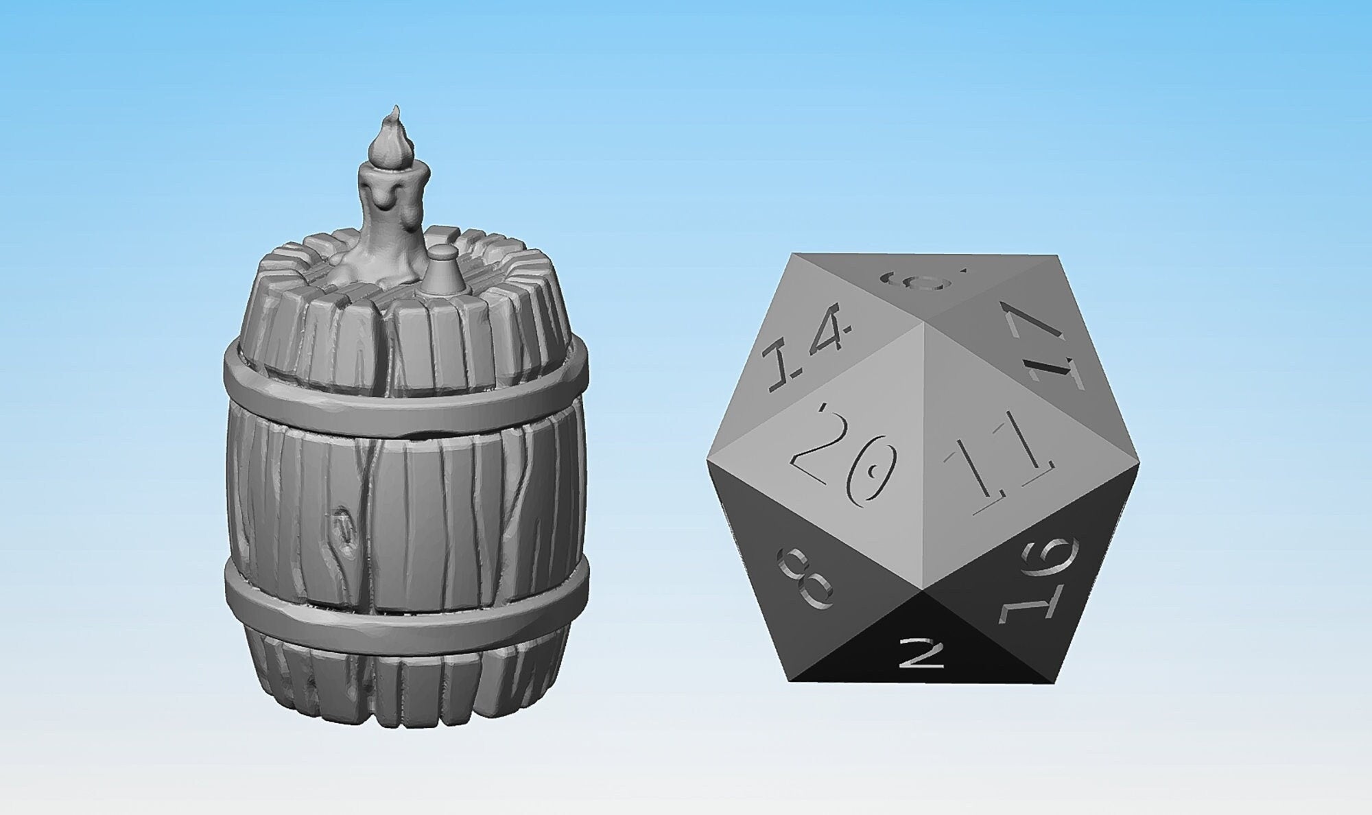 Barrel with Candle "Bar Barrel" | Clutter | Terrain | Props | Dungeons and Dragons | DnD | Pathfinder | Tabletop | RPG | 28-32 mm-Role Playing Miniatures