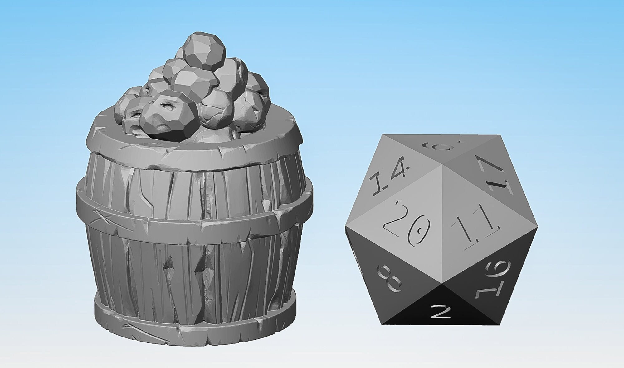 Barrel with Cannon Balls | Clutter | Terrain | Props | Dungeons and Dragons | DnD | Pathfinder | Tabletop | RPG | 28-32 mm-Role Playing Miniatures