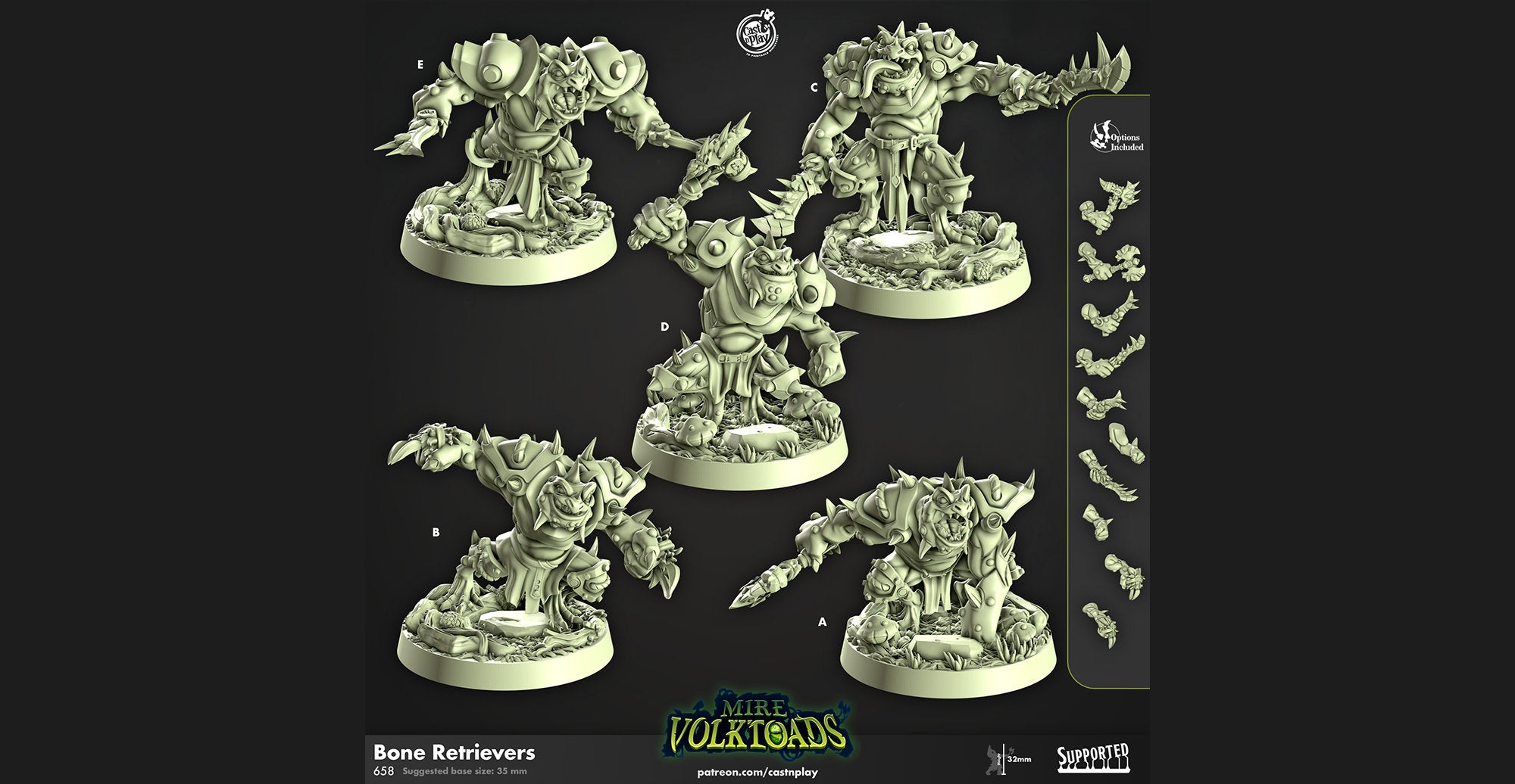 SLAAD "Bone Retrievers" 5 Versions | Dungeons and Dragons | DnD | Pathfinder | Tabletop | RPG | ttrpg | Wargaming | Warhammer | 28-32 mm-Role Playing Miniatures