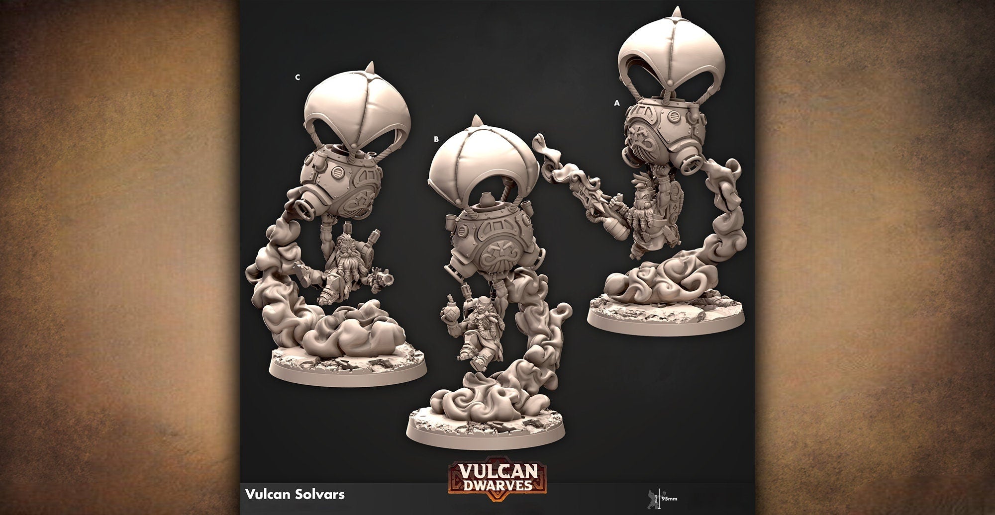 DWARF "Vulcan Solvars" 3 Versions | 8K Print | Dungeons and Dragons | DnD | Pathfinder | Tabletop | ttrpg | Wargaming | 28-32 mm-Role Playing Miniatures