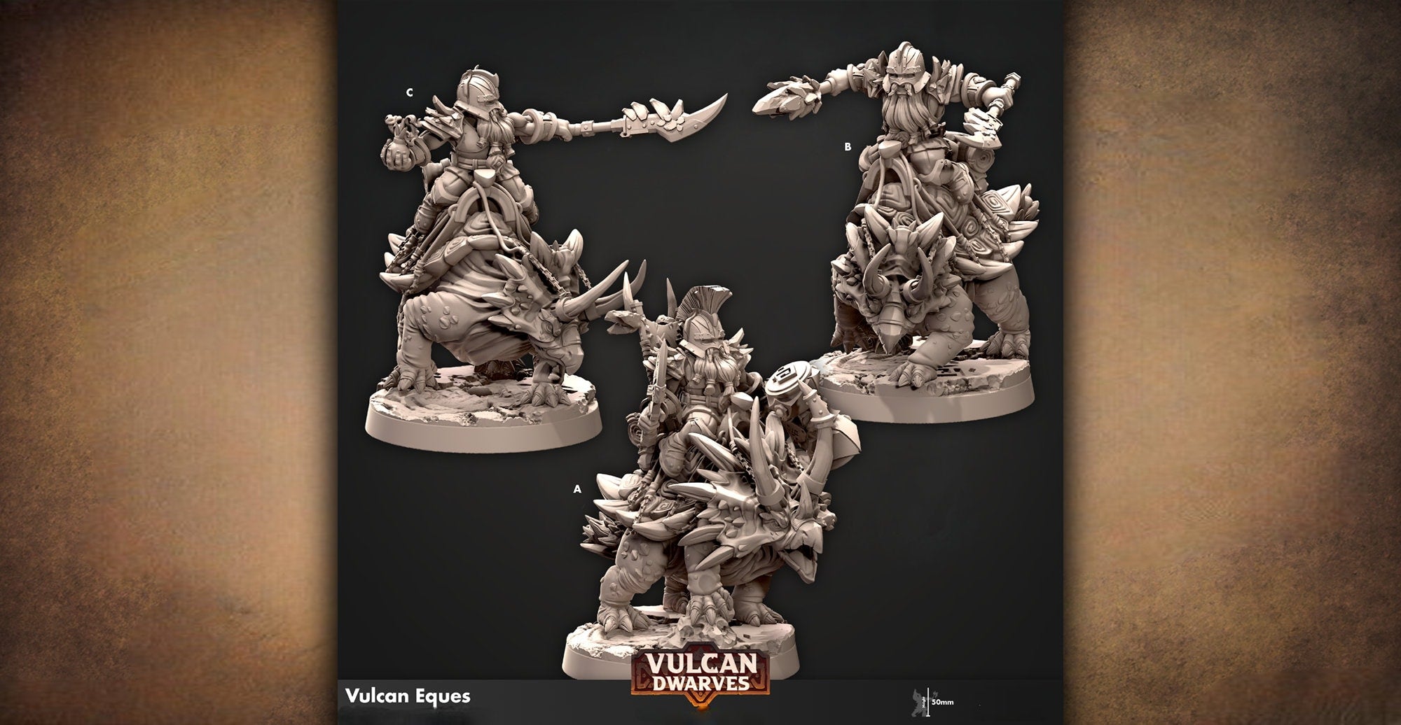 DWARF "Vulcan Eques" 3 Versions | 8K Print | Dungeons and Dragons | DnD | Pathfinder | Tabletop | ttrpg | Wargaming | 28-32 mm-Role Playing Miniatures