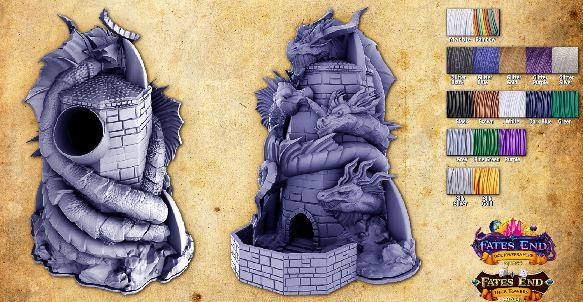 TIAMAT | Dice Tower | Fate's End | Dungeons & Dragons | Gaming Accessoires | Tabletop | DnD | RPG | Fantasy | 3D Print-Toys