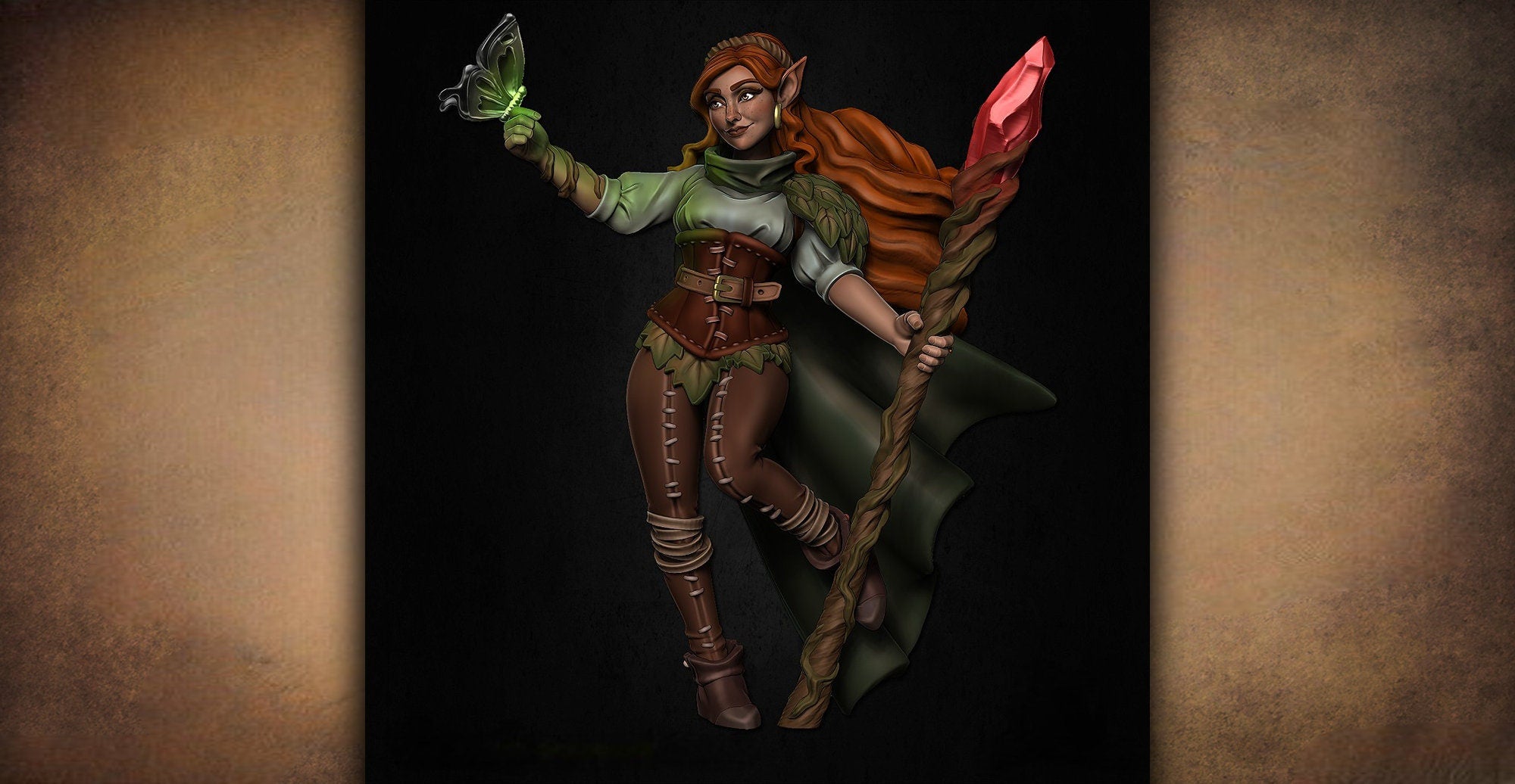 Elf Druid "Loreil Softvale""-Role Playing Miniatures