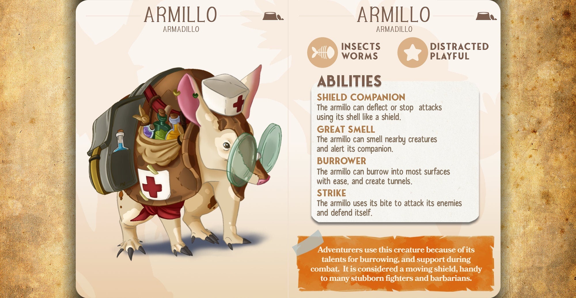 COMPANION "Armillo The Armadillo" | 8K | Dungeons and Dragons | DnD | Pathfinder | Tabletop | ttrpg | Wargaming | Warhammer | 28-32 mm-Role Playing Miniatures