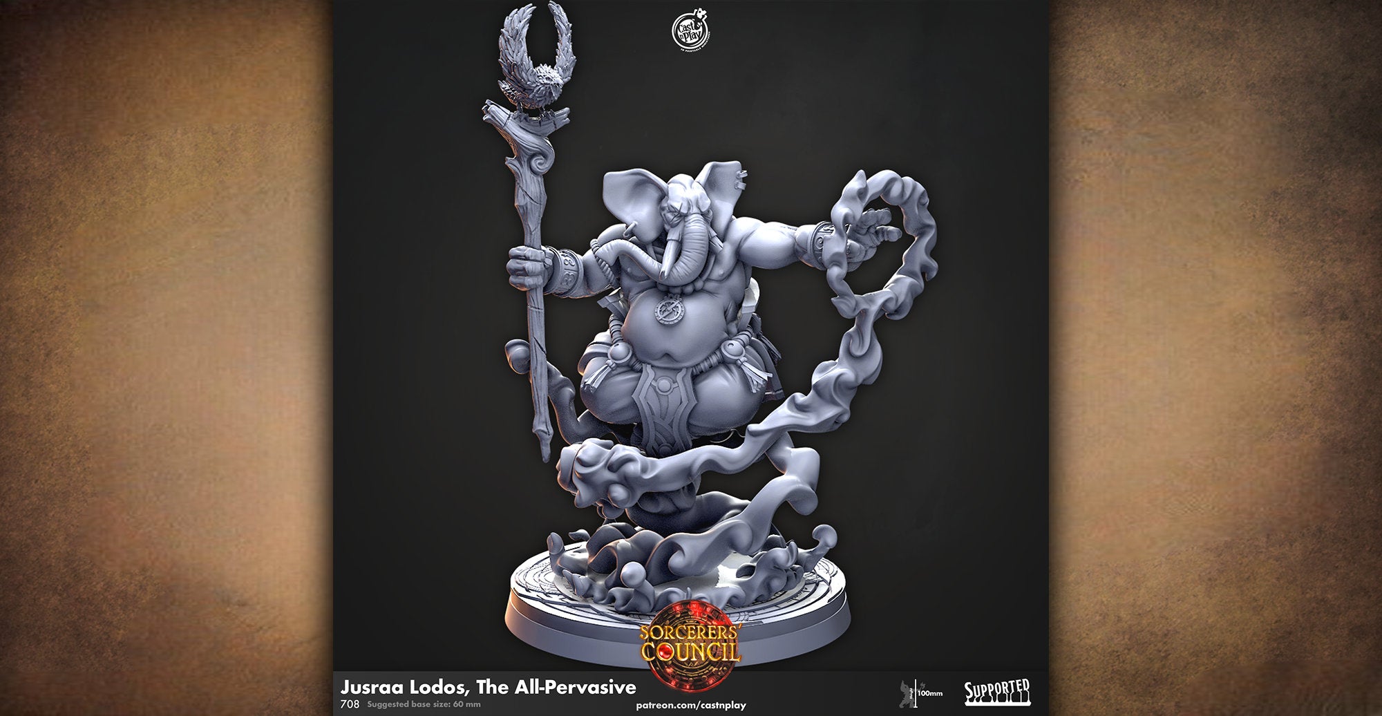 Loxodon Wizard "Jusraa Lodos" | 8K Print | Dungeons and Dragons | DnD | Pathfinder | Tabletop | ttrpg | Wargaming | Warhammer | 28-32mm-Role Playing Miniatures
