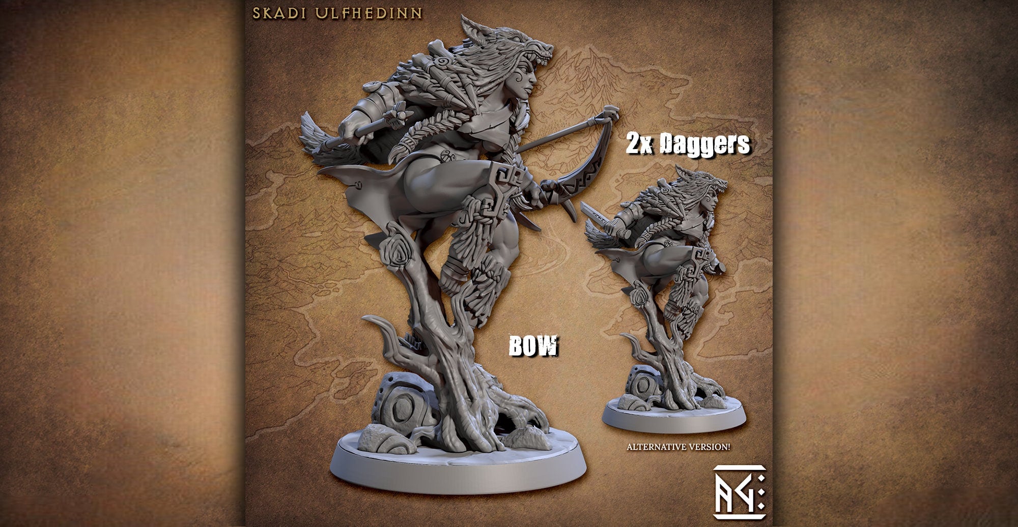Ranger (f) "Skadi Ulfhedinn" | 8K 3D Print | Dungeons and Dragons | DnD | Pathfinder | Tabletop | 28-32 mm | Wargaming-Role Playing Miniatures