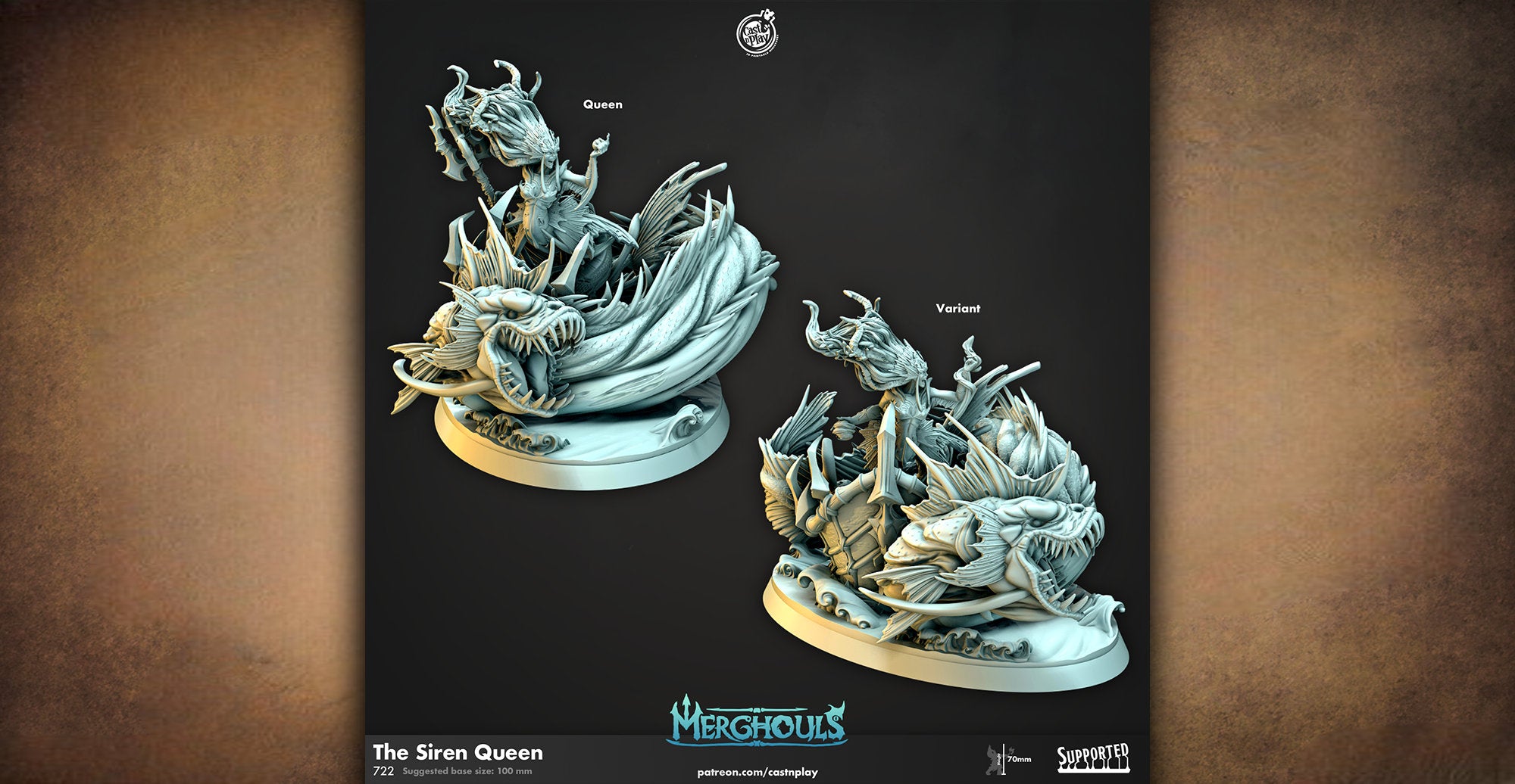 Siren Merghoul "Siren Queen" | 12K Print | Dungeons and Dragons | DnD | Pathfinder | Tabletop | ttrpg | Wargaming | Warhammer | 28-32mm-Role Playing Miniatures