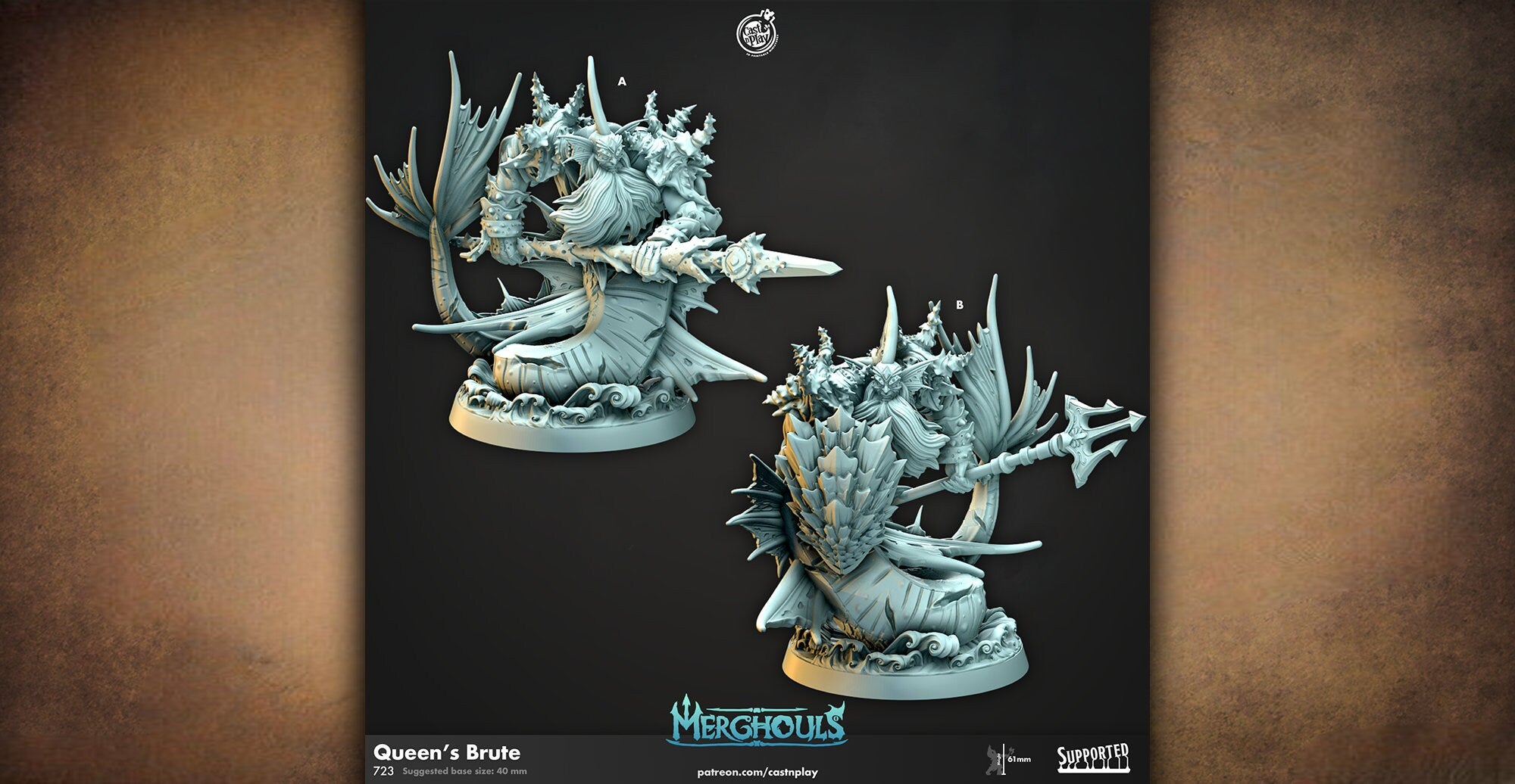 Siren Merghoul "Queen's Brute" 12K Print | DnD | Wargaming | Dungeons and Dragons | Pathfinder | Tabletop | RPG | 28-32 mm-Role Playing Miniatures