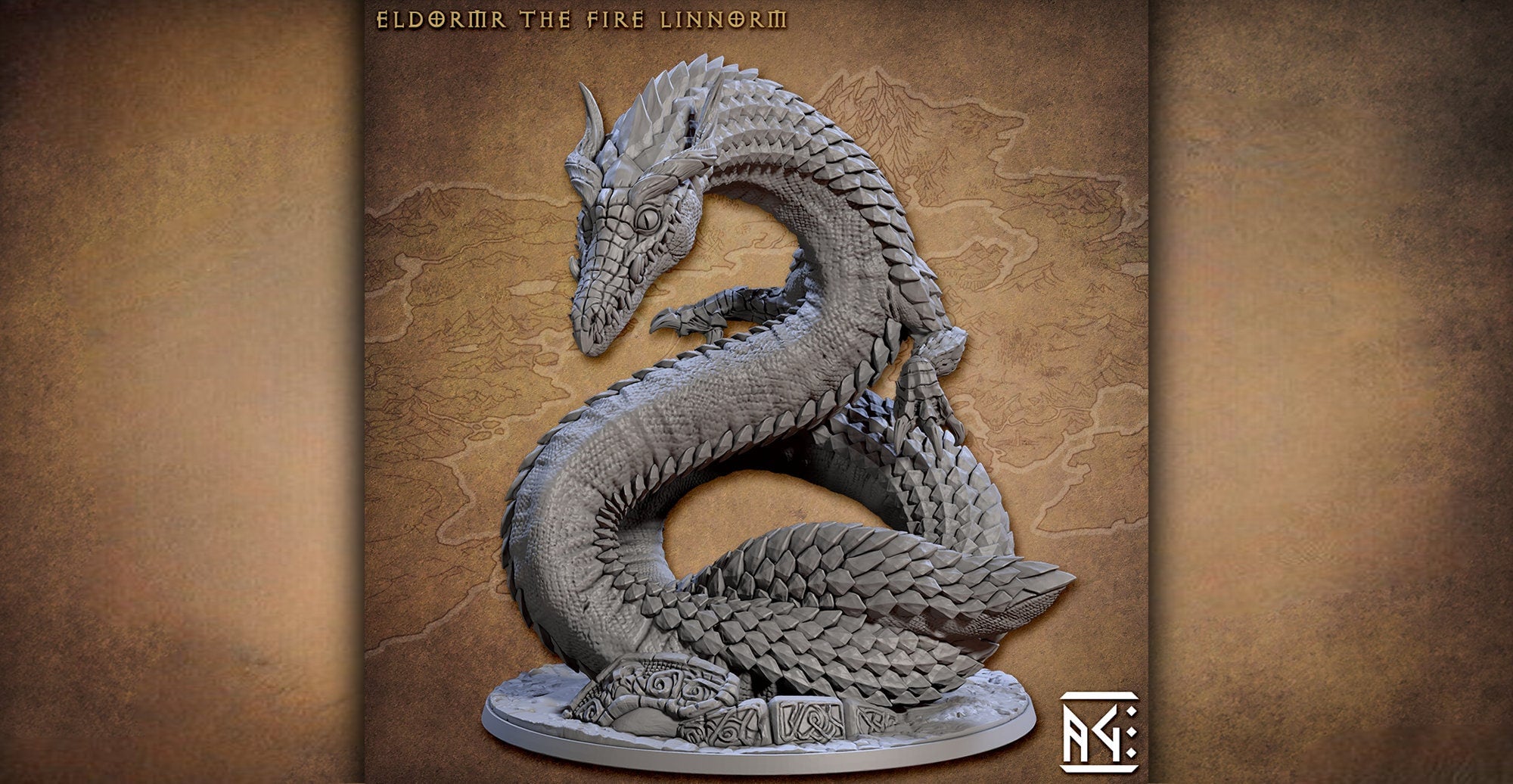 Lindworm "Eldormr" | 12K 3D Print | Dungeons and Dragons | DnD | Pathfinder | Tabletop | RPG | Hero Size | 28-32 mm-Role Playing Miniatures