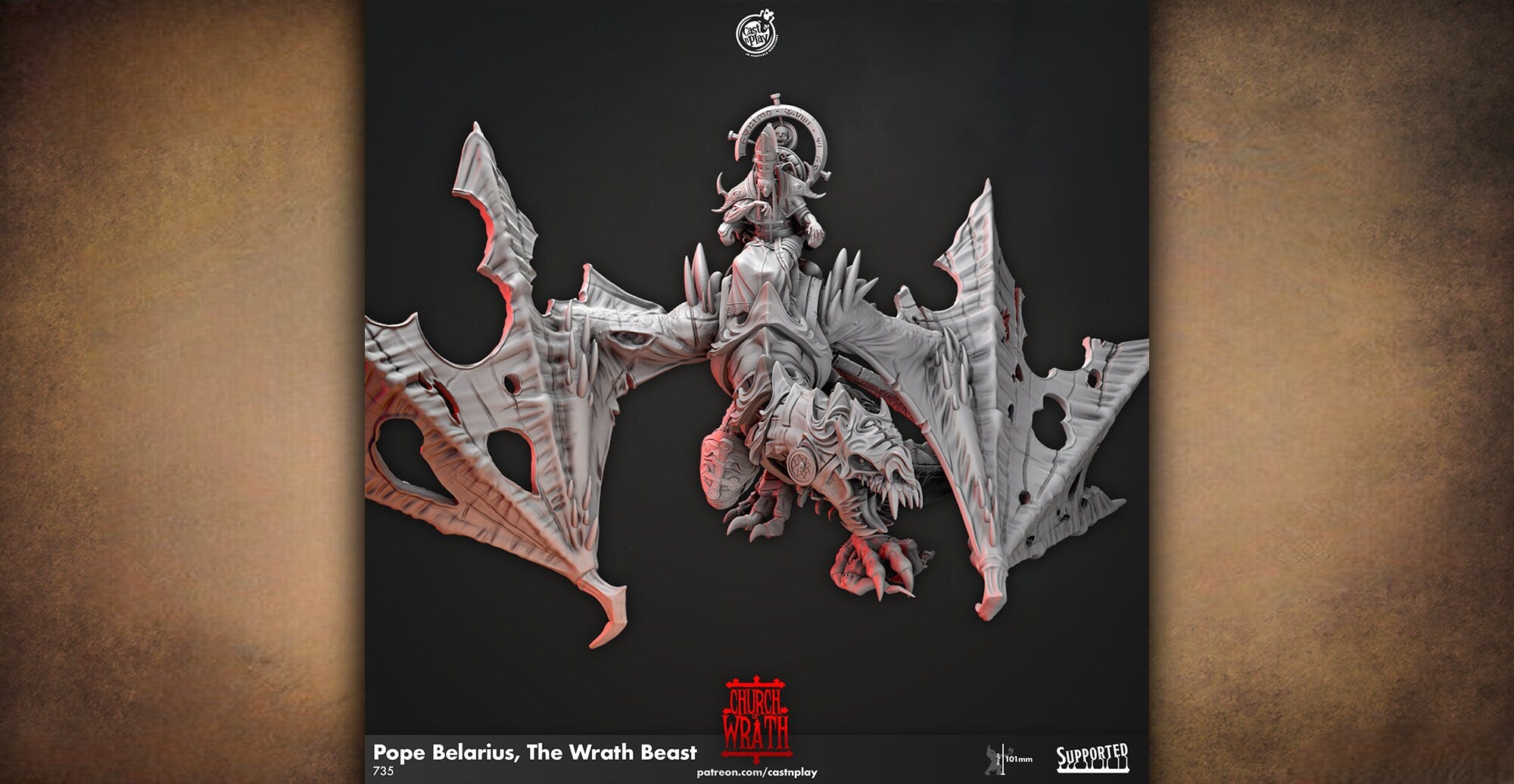 Cleric "Pope Belarius on The Wrath Beast" | Dungeons and Dragons | DnD 12K Print | Pathfinder | Tabletop | TTRPG | Wargaming | 28-32 mm-Role Playing Miniatures