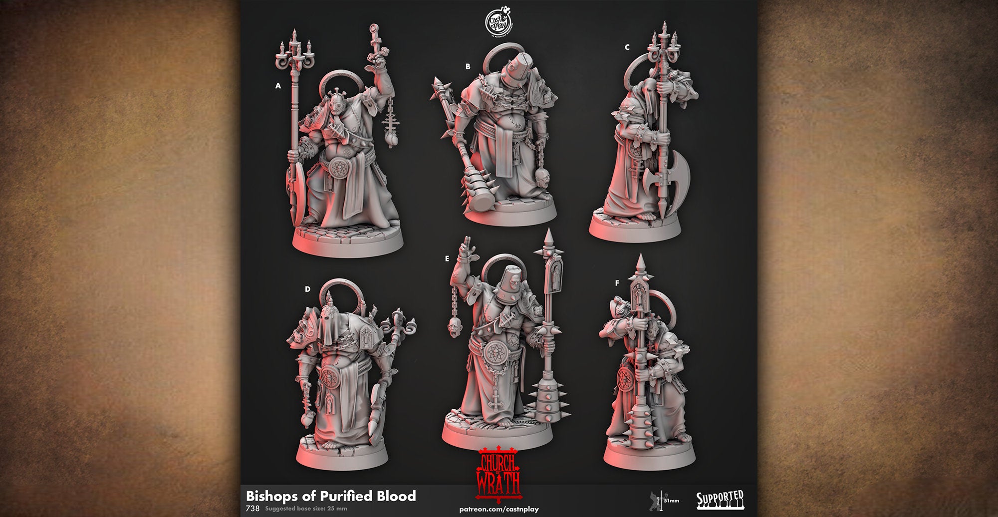 Cleric "Bishops of Purified Blood" | 12K DnD | Wargaming-Role Playing Miniatures