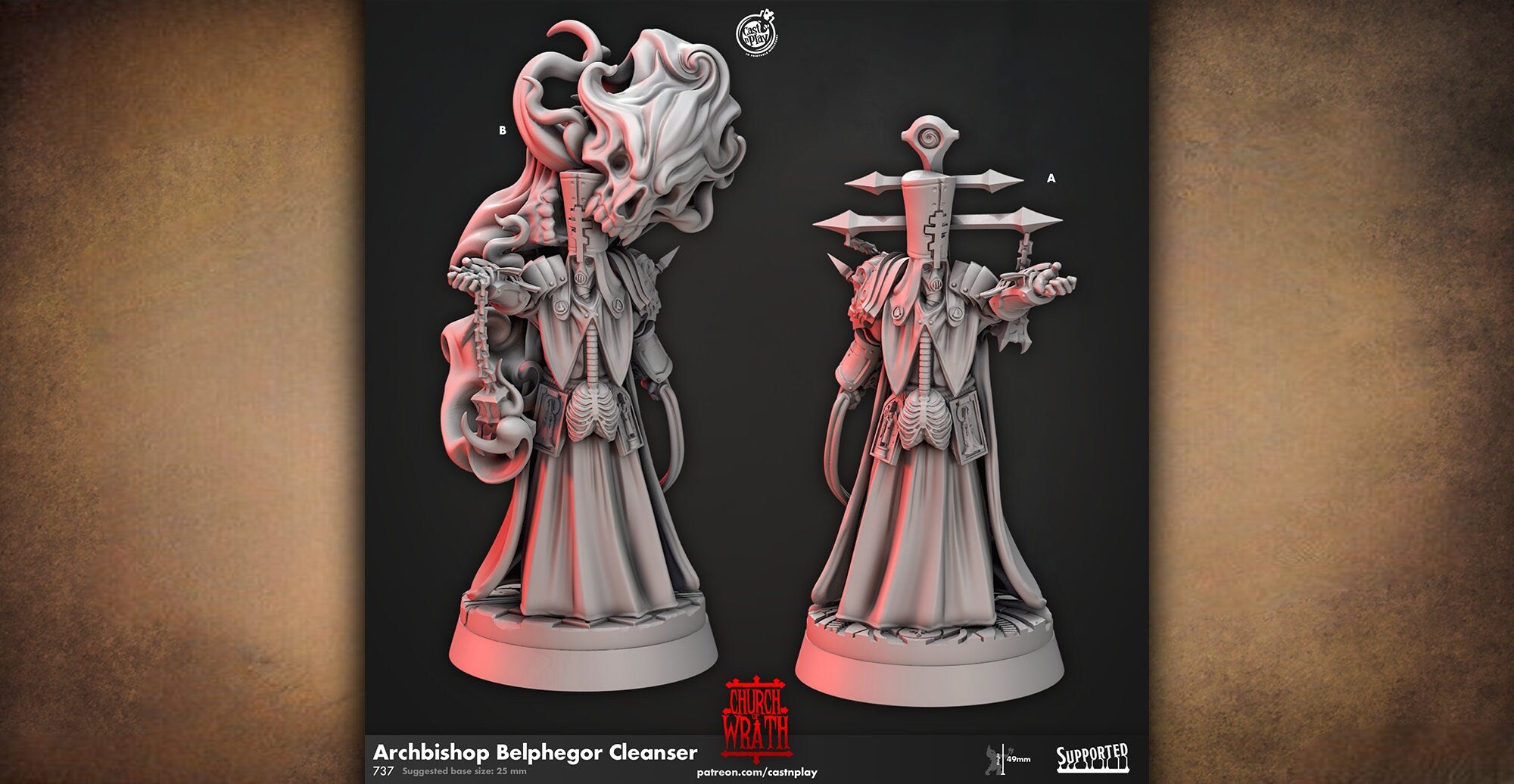 Bishop Cleric "Archbishop Belphegor Cleanser"" | 12K DnD | Wargaming | Dungeons and Dragons | Pathfinder | Tabletop | RPG | 28-32 mm-Role Playing Miniatures