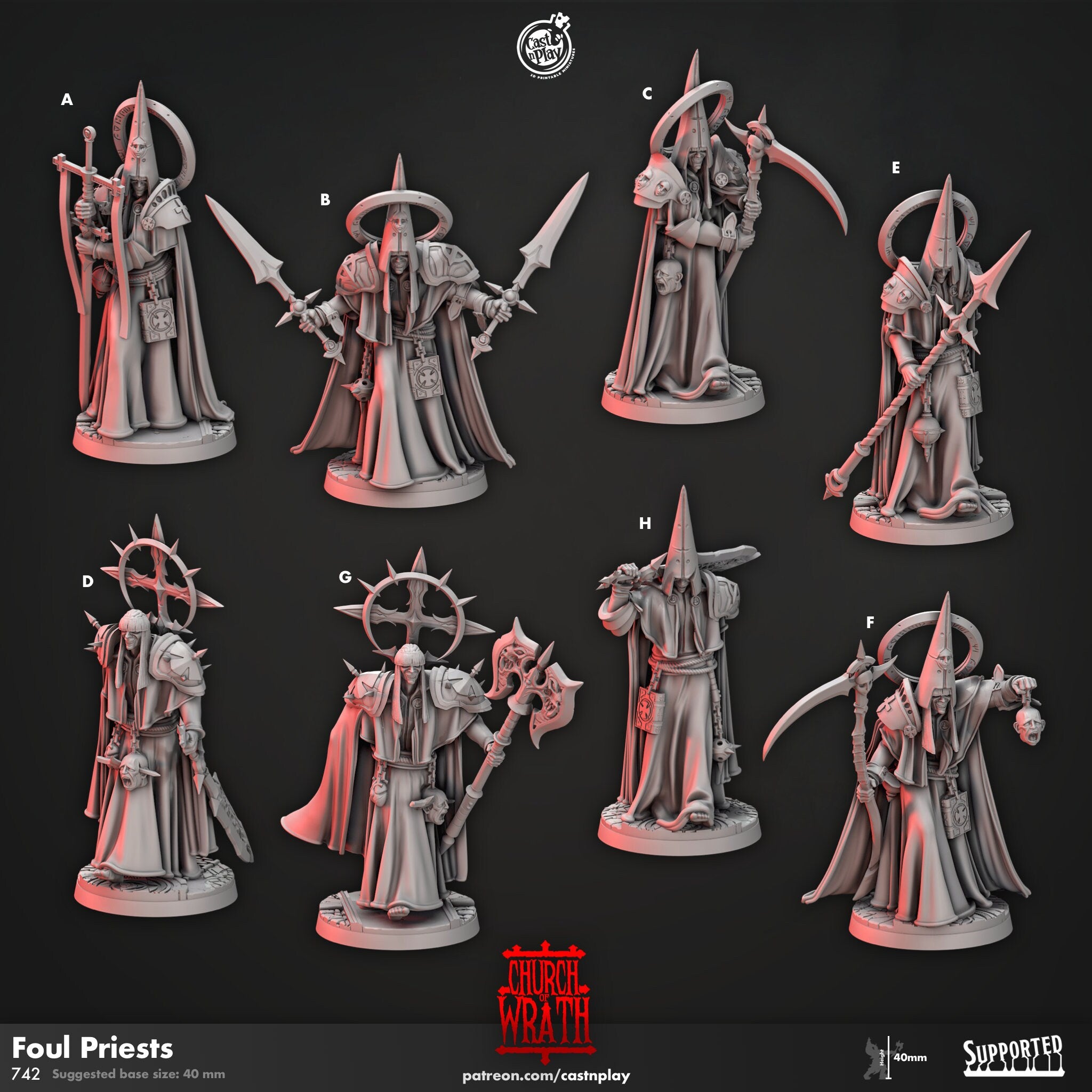 Cleric "Foul Priests" | 12K DnD | Wargaming | Dungeons and Dragons | Pathfinder | Tabletop | RPG | 28-32 mm-Role Playing Miniatures