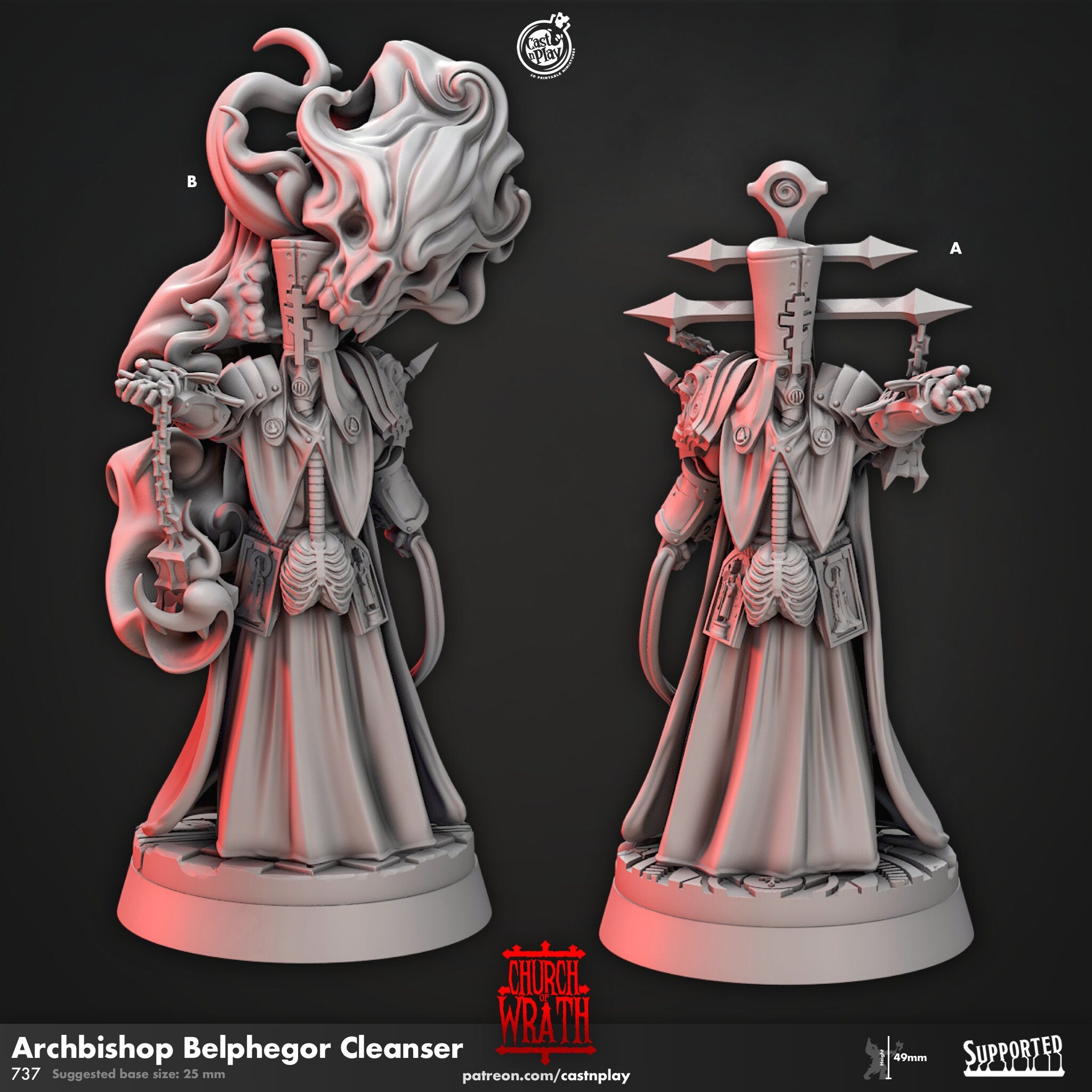 Bishop Cleric "Archbishop Belphegor Cleanser"" | 12K DnD | Wargaming | Dungeons and Dragons | Pathfinder | Tabletop | RPG | 28-32 mm-Role Playing Miniatures