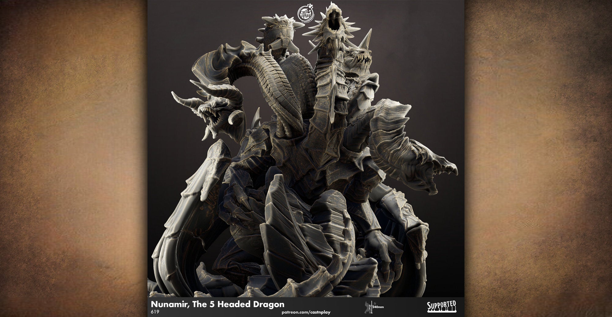 5-Headed-DRAGON "Nunamir (Tiamat)" | 12K 3D Print | Dungeons and Dragons | DnD | Pathfinder | Tabletop | Hero Size | 28-32 mm-Role Playing Miniatures