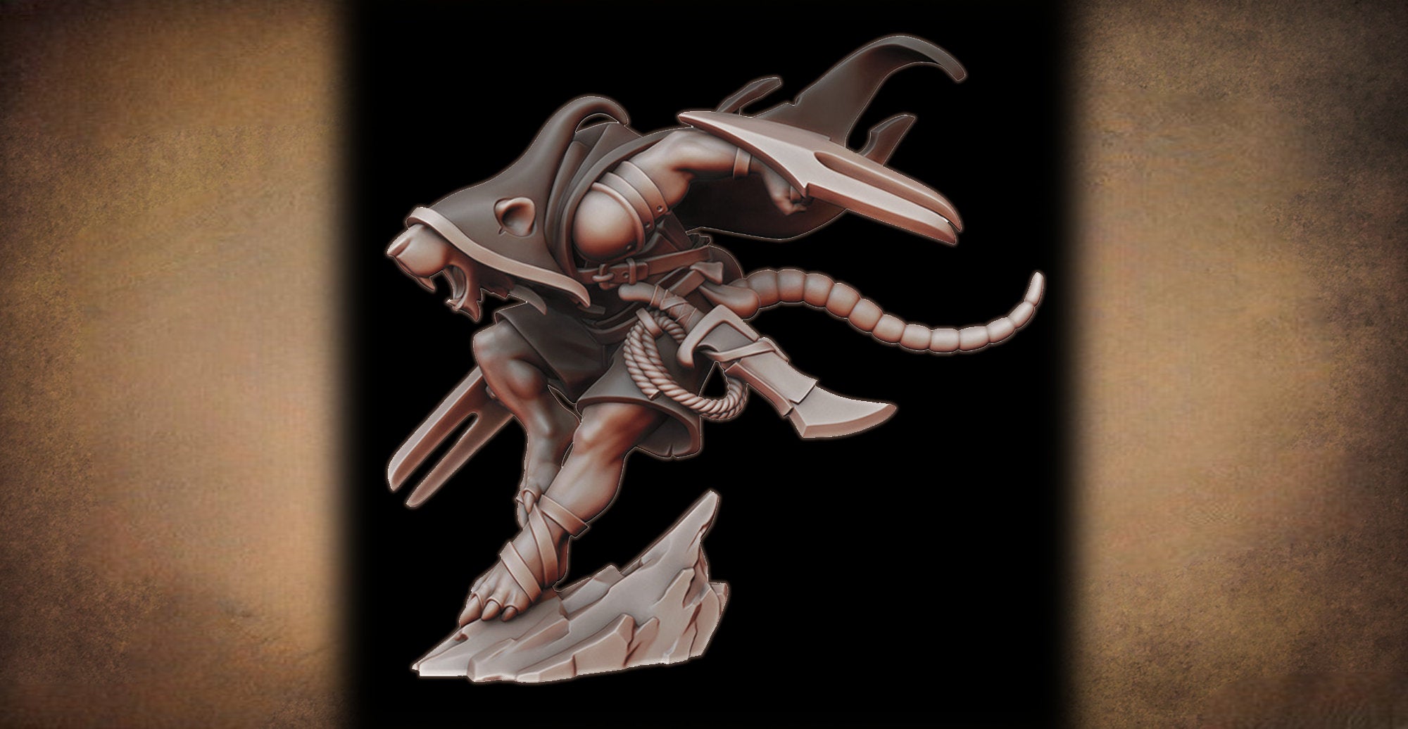 Ratfolk Skaven "Deathbringer" | 12K 3D Print | Resin | Dungeons and Dragons | Pathfinder | Tabletop | RPG | Hero Size | Wargaming | 28-32 mm-Role Playing Miniatures