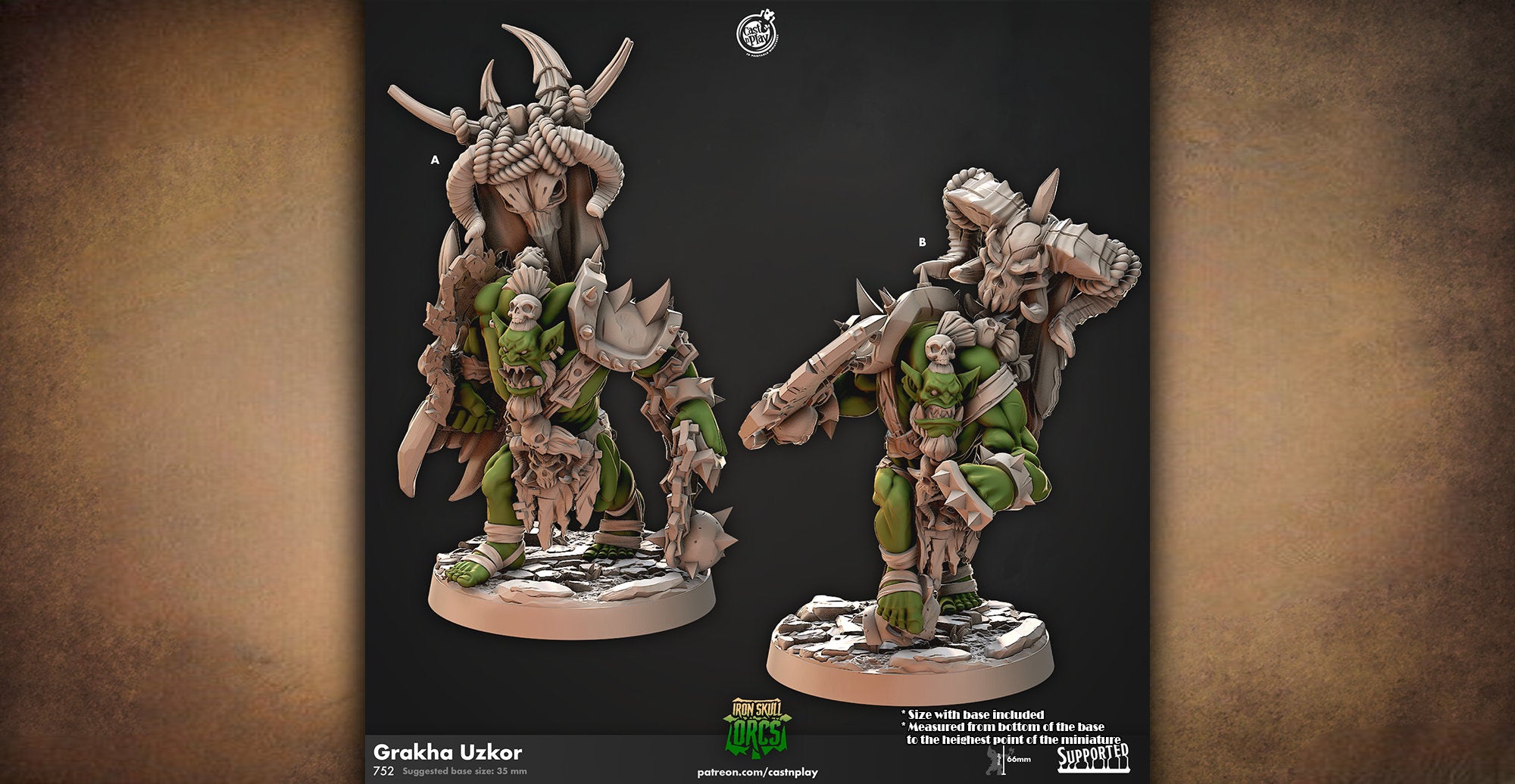 Orc Warrior "Grakha Uzkor" | 12K DnD | Wargaming | Dungeons and Dragons | Pathfinder | Tabletop | RPG | 28-32 mm-Role Playing Miniatures