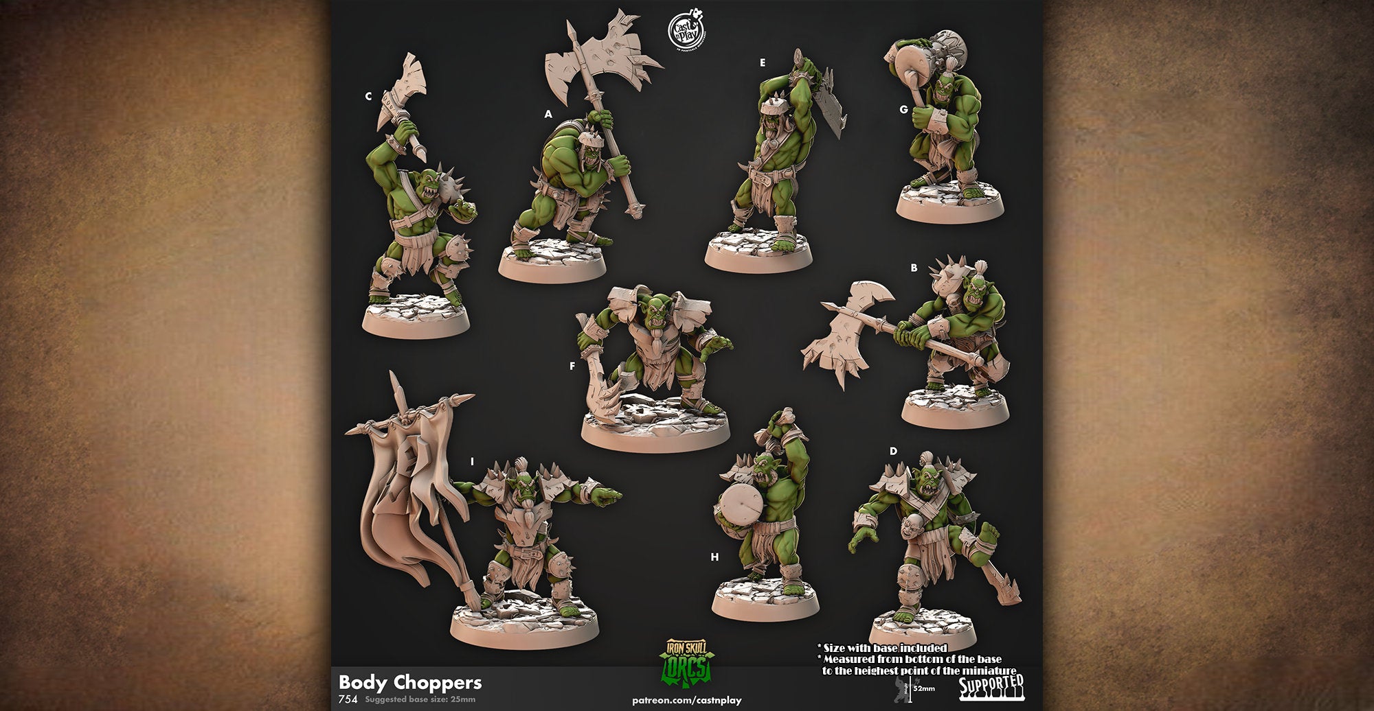 Orc Warrior "Body Choppers" | 12K DnD | Wargaming | Dungeons and Dragons | Pathfinder | Tabletop | RPG | 28-32 mm-Role Playing Miniatures