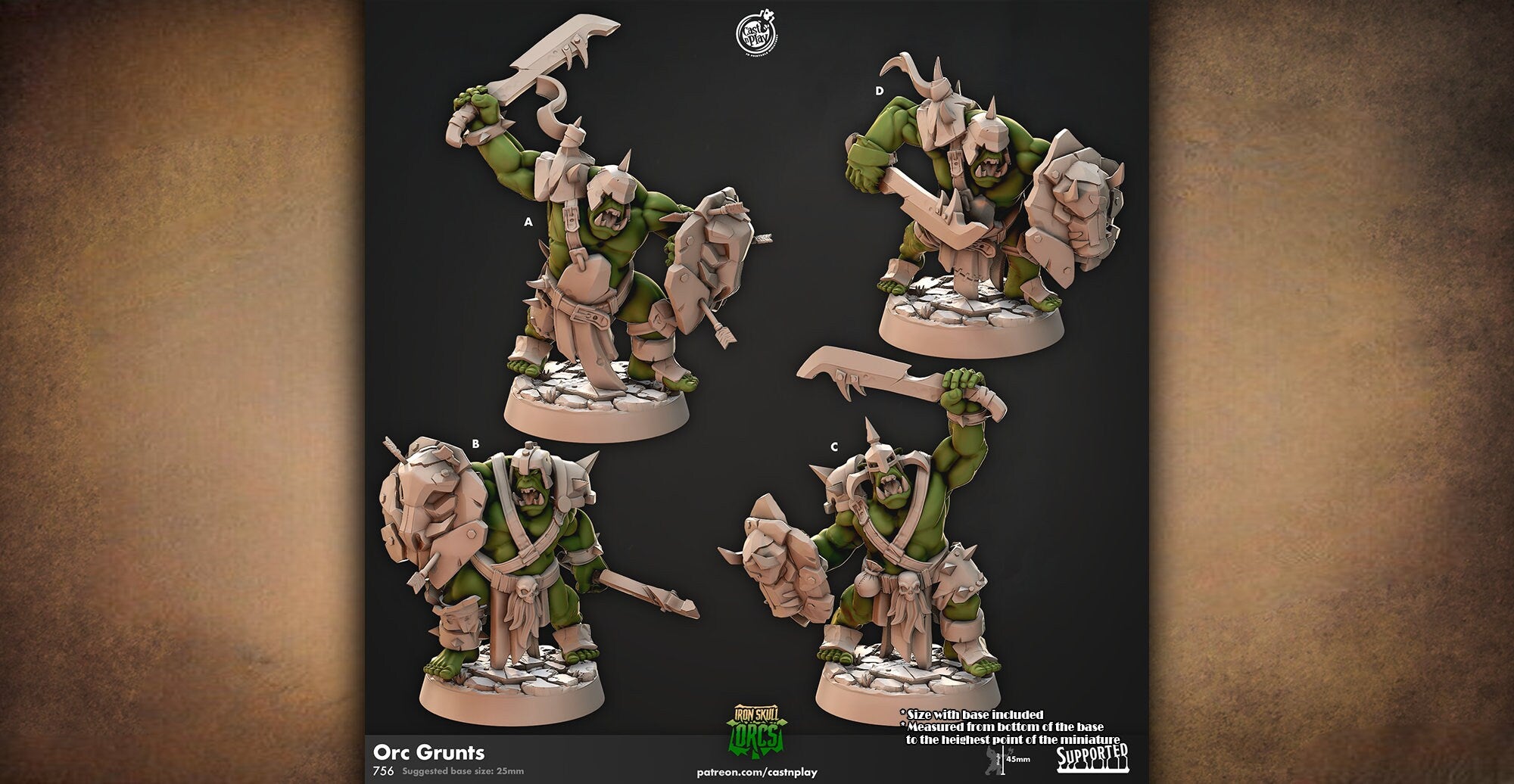 Orc Warrior "Orc Grunts" | 12K DnD | Wargaming | Dungeons and Dragons | Pathfinder | Tabletop | RPG | 28-32 mm-Role Playing Miniatures