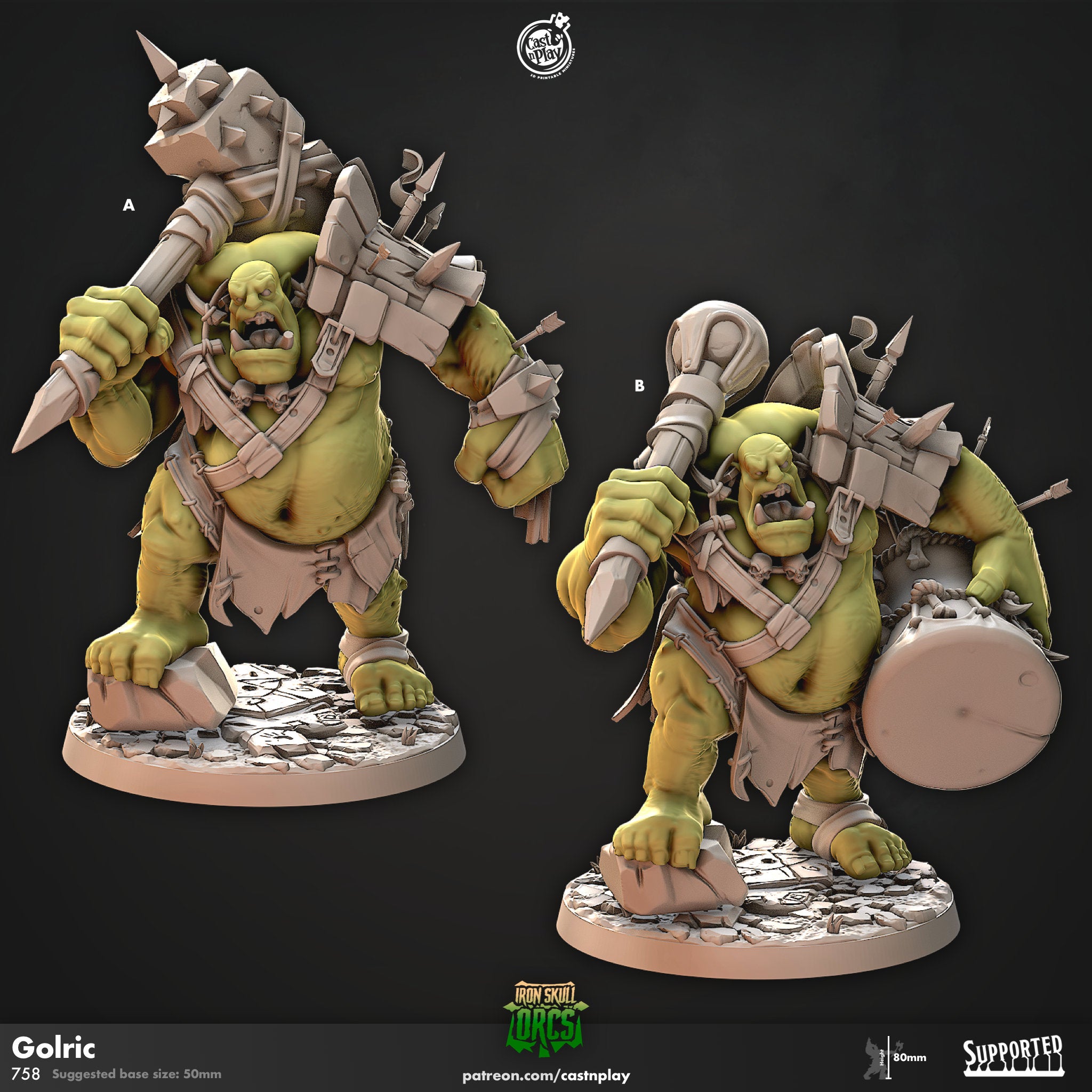 Ogre Warrior "Golric" | 12K DnD | Wargaming | Dungeons and Dragons | Pathfinder | Tabletop | RPG | 28-32 mm-Role Playing Miniatures
