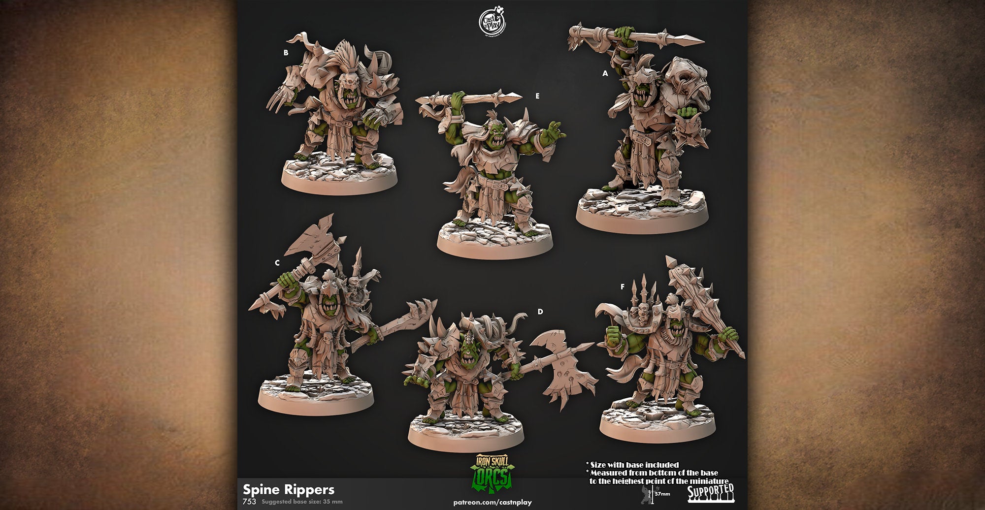 Orc Warrior "Spine Rippers" | 12K DnD | Wargaming | Dungeons and Dragons | Pathfinder | Tabletop | RPG | 28-32 mm-Role Playing Miniatures