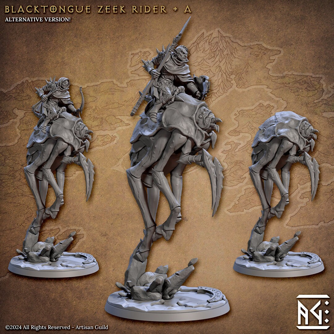 Elf Blacktongue Assassin "Rider A" | 12K 3D Print | Dungeons and Dragons | DnD | Pathfinder | Tabletop | 28-32 mm | Wargaming-Role Playing Miniatures