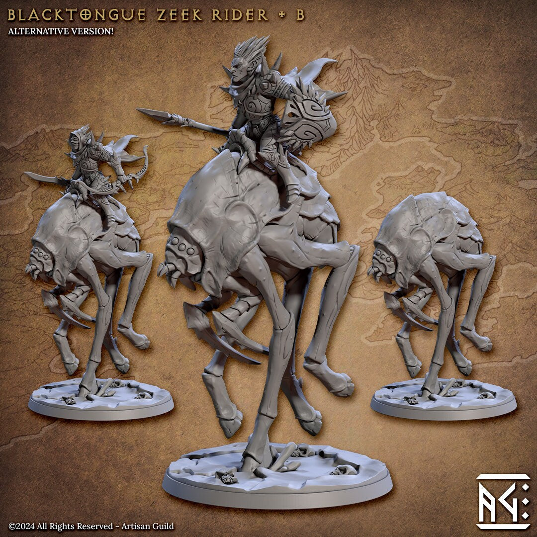 Elf Blacktongue Assassin "Rider B" | 12K 3D Print | Dungeons and Dragons | DnD | Pathfinder | Tabletop | 28-32 mm | Wargaming-Role Playing Miniatures