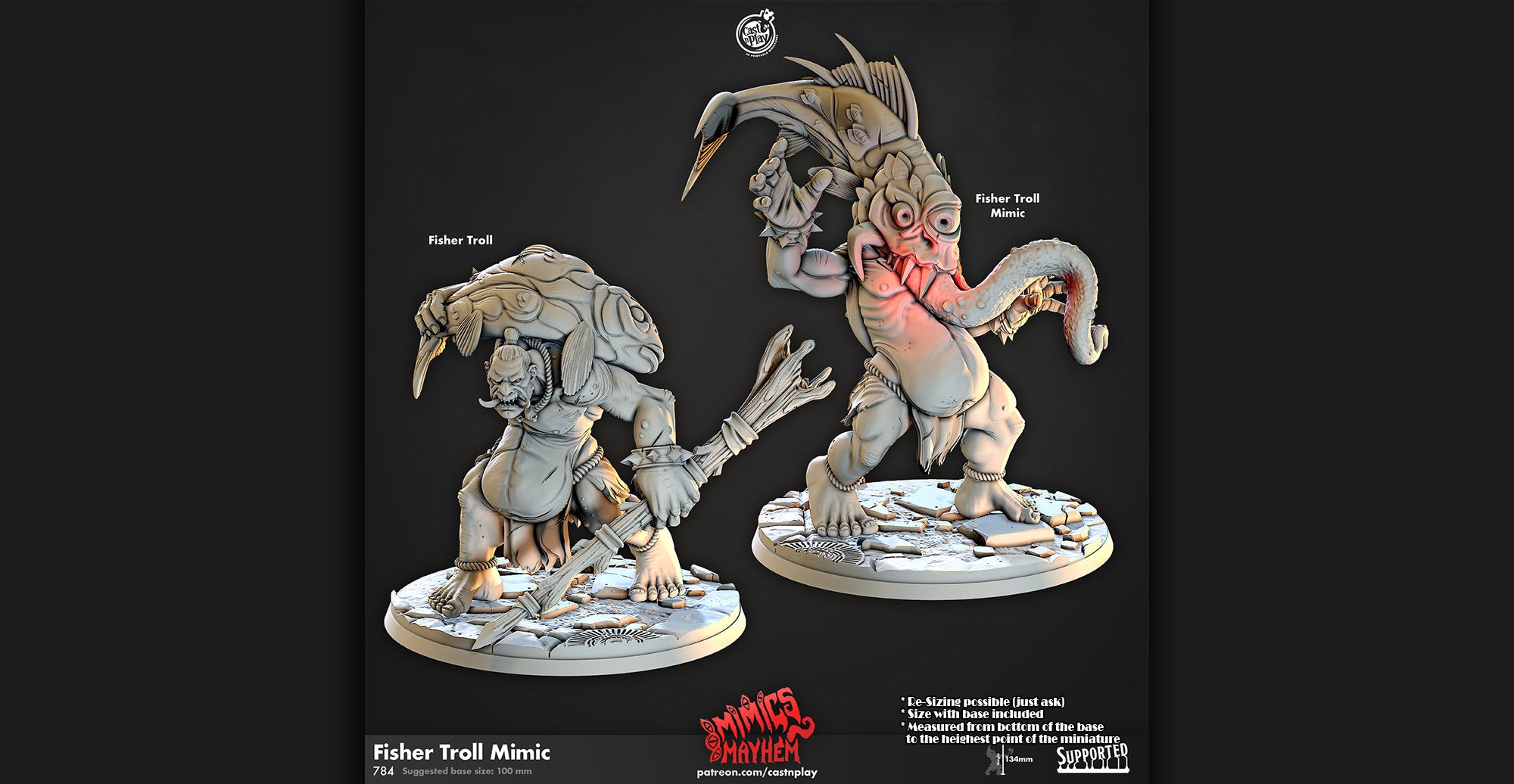 MIMIC "Fisher Troll" | 12K DnD | Wargaming-Role Playing Miniatures